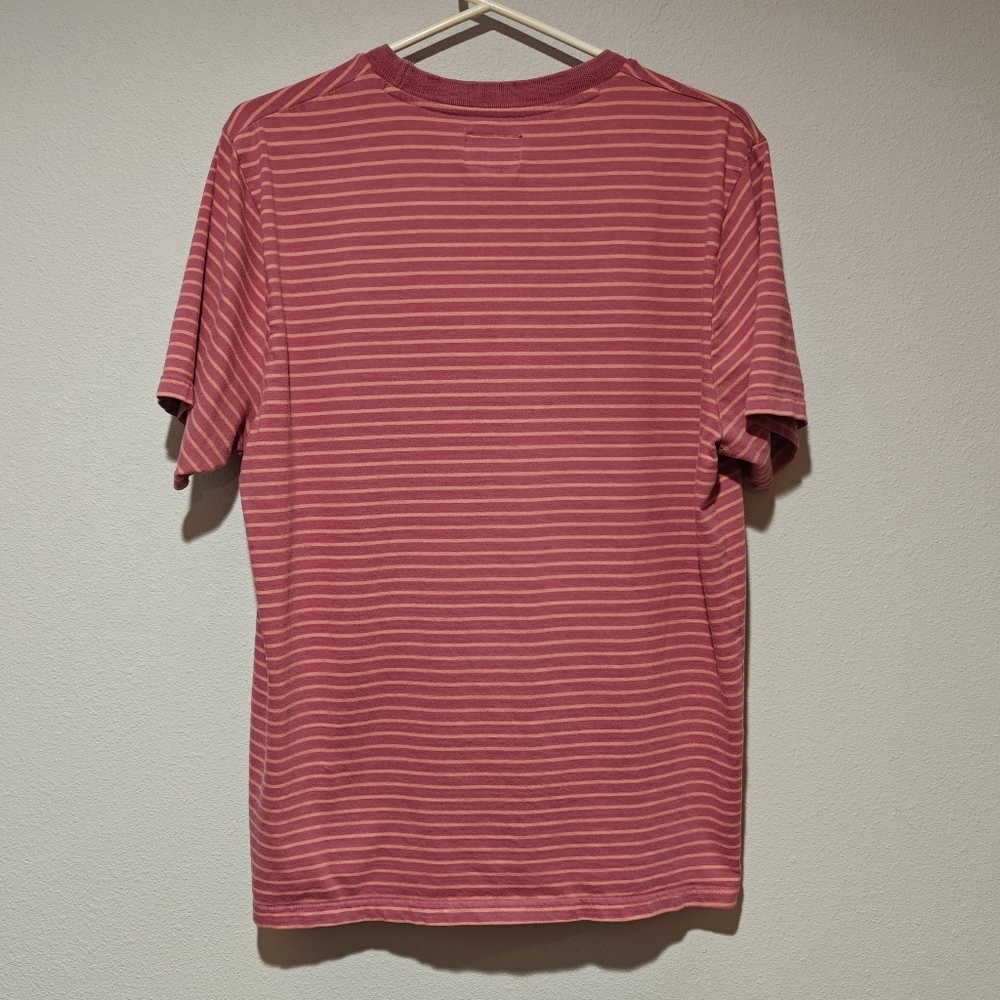 Vintage Stussy Shirt Men's Medium Striped Salmon Pink 100% Cotton - Picture 2 of 7